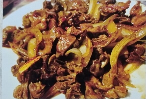 Жареные пупки с луком и морковью