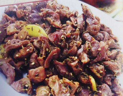 Куриные пупки с черным перцем и зирой